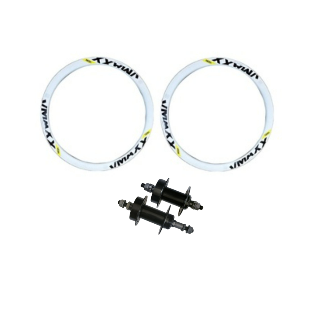 Par 2 Aro 26 Vzan Vmaxx Branco Duplo Reforçado Dh Para Freio A Disco + Cubos Aço 36F Esferado Com Eixo Porca Par Roda