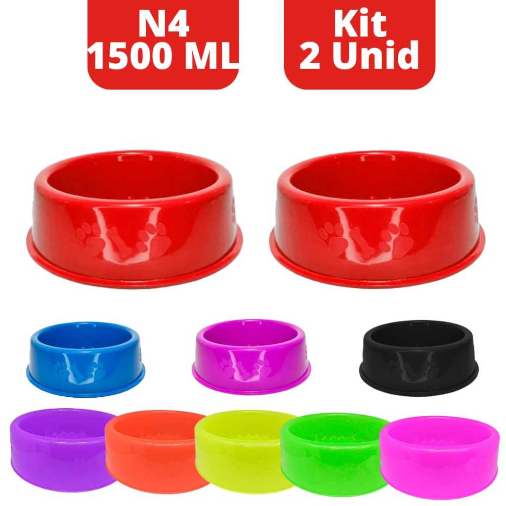 Kit 2un Comedouro/Bebedouro N4 Para Cães e Gatos - 1500ml em Oferta na Shopee