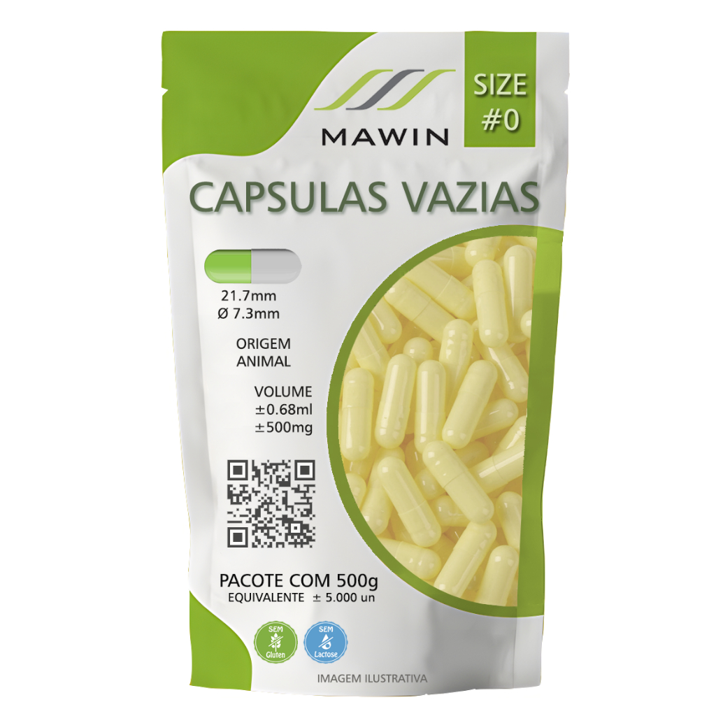 5.000 Capsula Gelatina Vazia N0 - CREME - Mawin