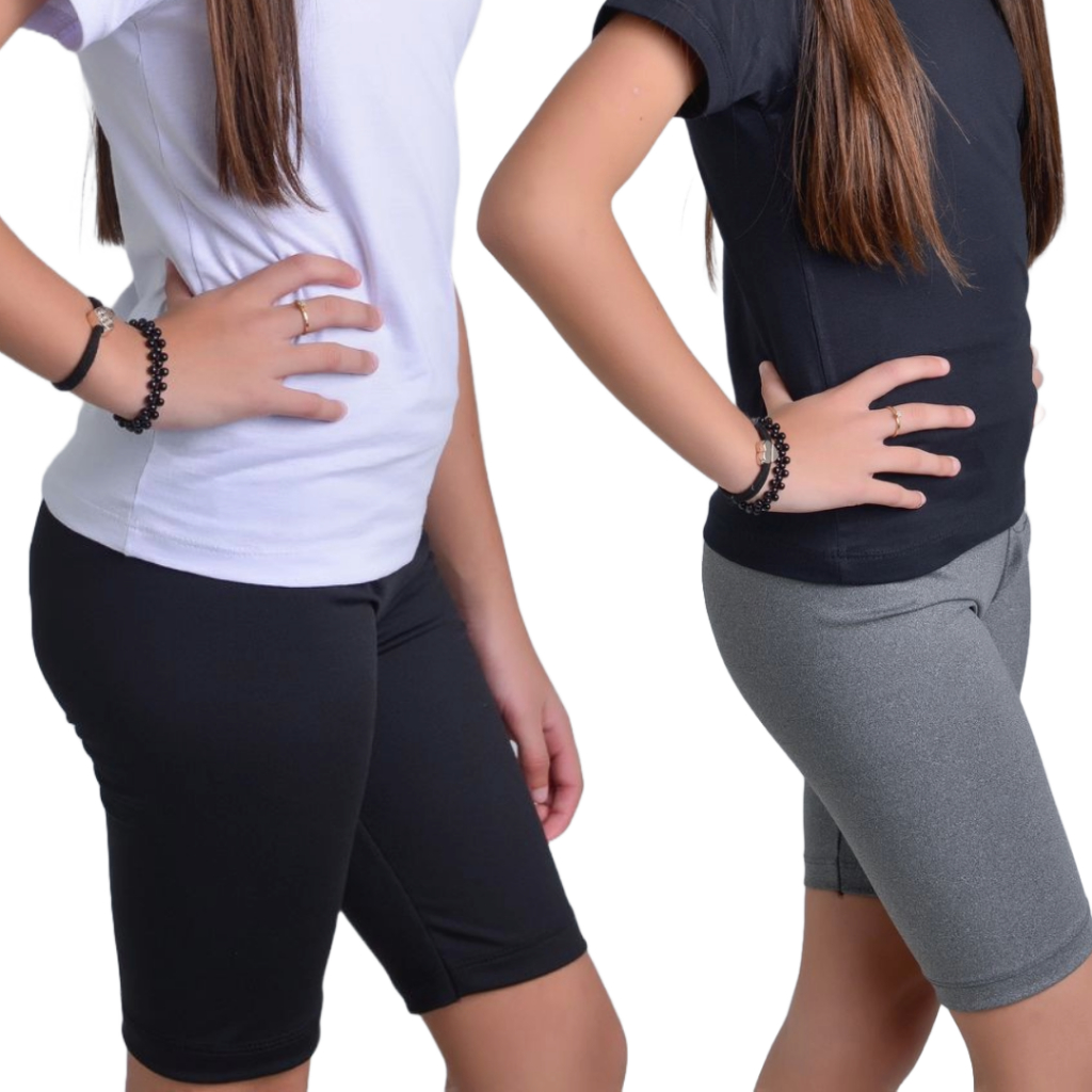 Kit 02 Shorts Ciclista Infantil Juvenil Menina Tamanho 2 ao 12, Bermuda Legging Lisa Escolar Zero Transparência em Oferta na Shopee