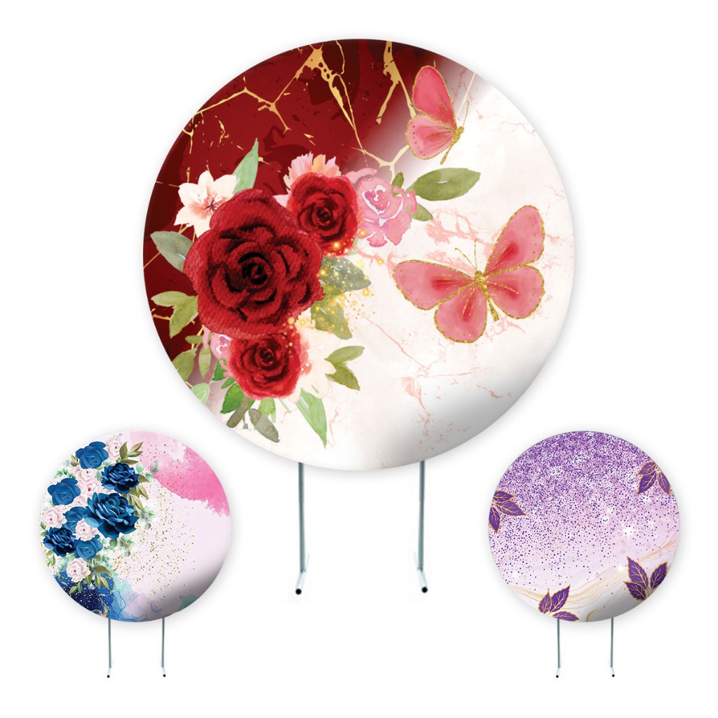Painel de Festa Floral, Flores, Painel Redondo, Painel de Festa Redondo, Sublimado em Oferta na Shopee