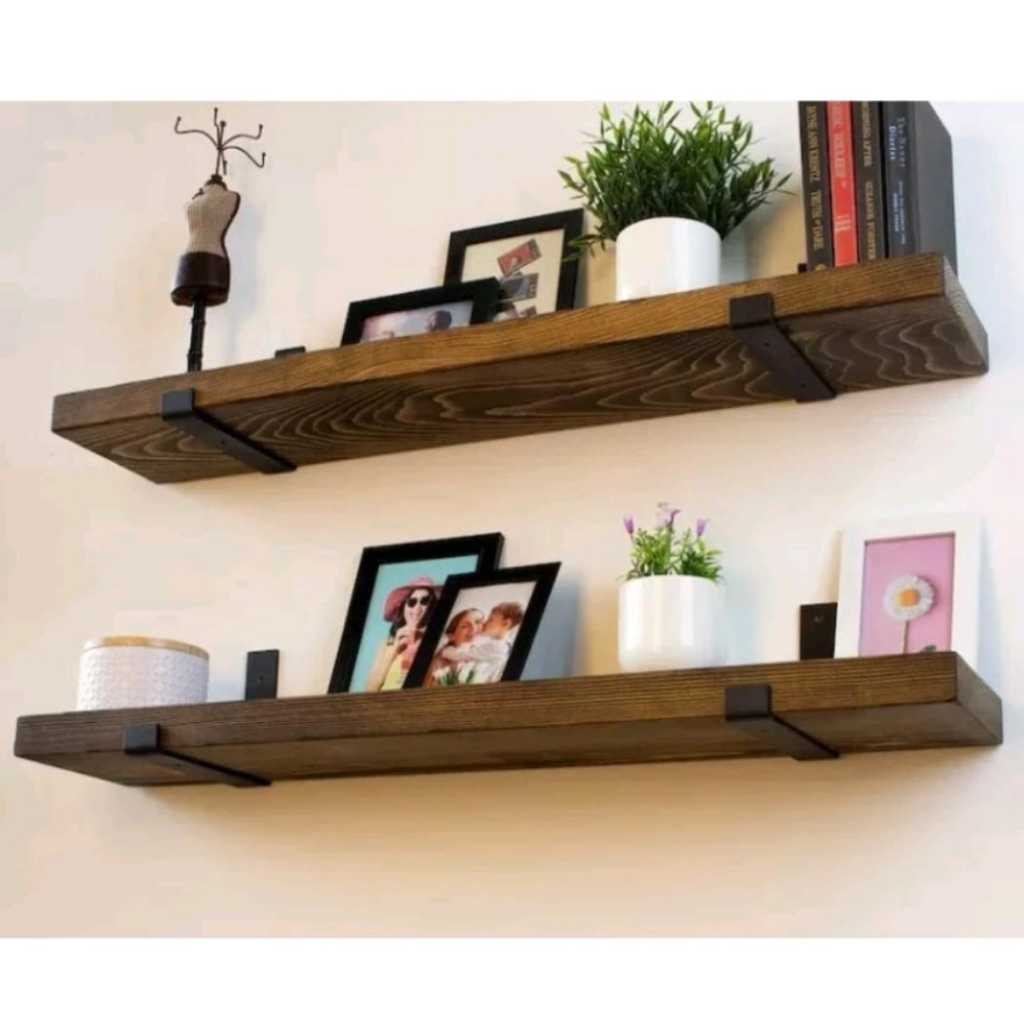 Kit 1 a 4 Prateleira Industrial Grande Com Mão francesa de ferro invertida Nicho Decoração rustica em Oferta na Shopee