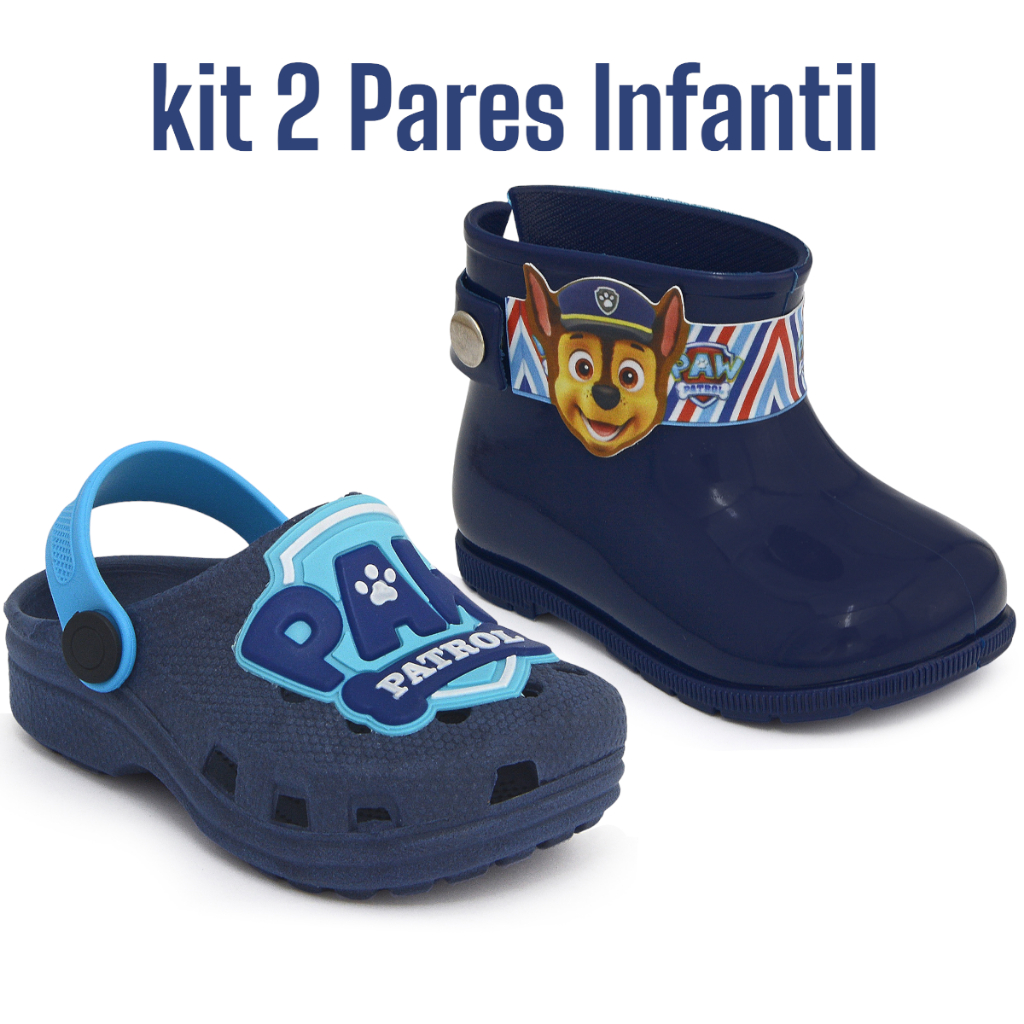 Kit 2 Pares Babuche Infantil Galocha Infantil Patrulha Canina em Oferta na Shopee