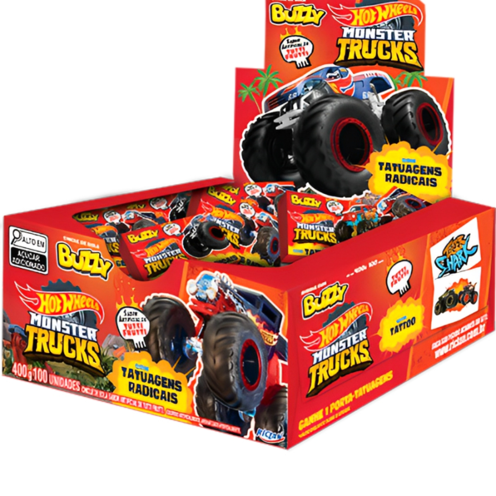 Chiclete Hot Wheels Tutti Frutti C/90 Buzzy em Oferta na Shopee