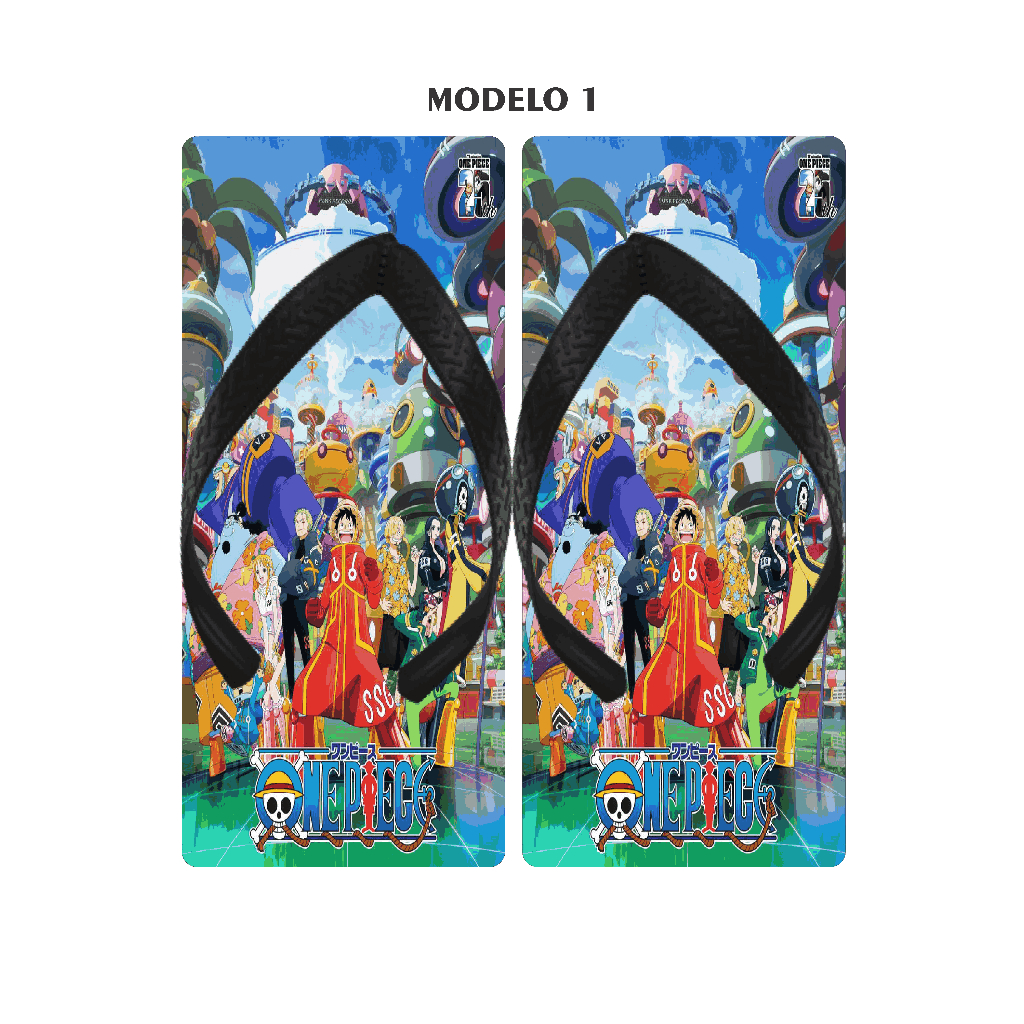Chinelo Quadrado One Piece Anime Masculino e Feminino Varios Modelos Disponiveis
