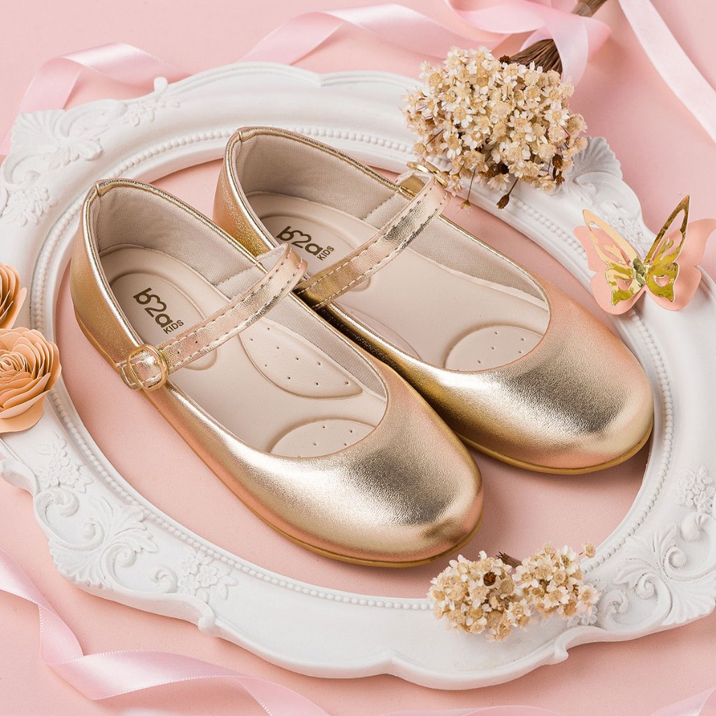Sapatilha Menina Infantil Dourada Fivela Festa Casamento  28 ao 34