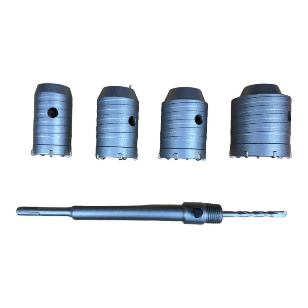 Kit Jogo 6pçs Serra Copo 40mm, 45mm, 50mm e 60mm Concreto Videa Haste Sds Plus