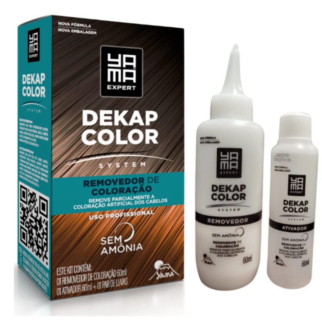 Dekapcolor System 120ml - Yamá Descolorante Ativador 60ml e Removedor 60ml de Tinta de Cabelo