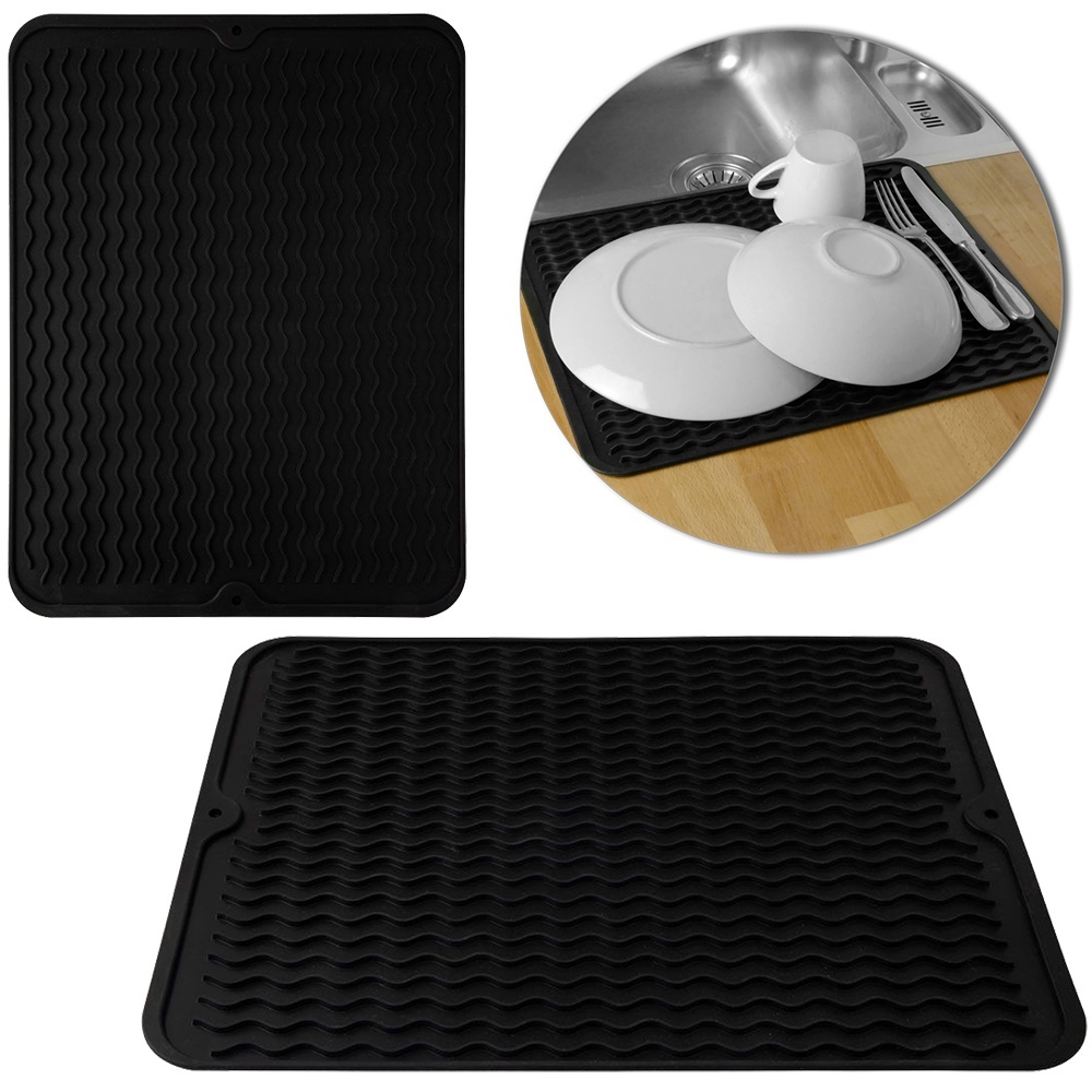 Clink Tapete Escorredor De Louça Silicone Bar Mat Padaria 45x30cm Cor Preto ENVIO IMEDIATO