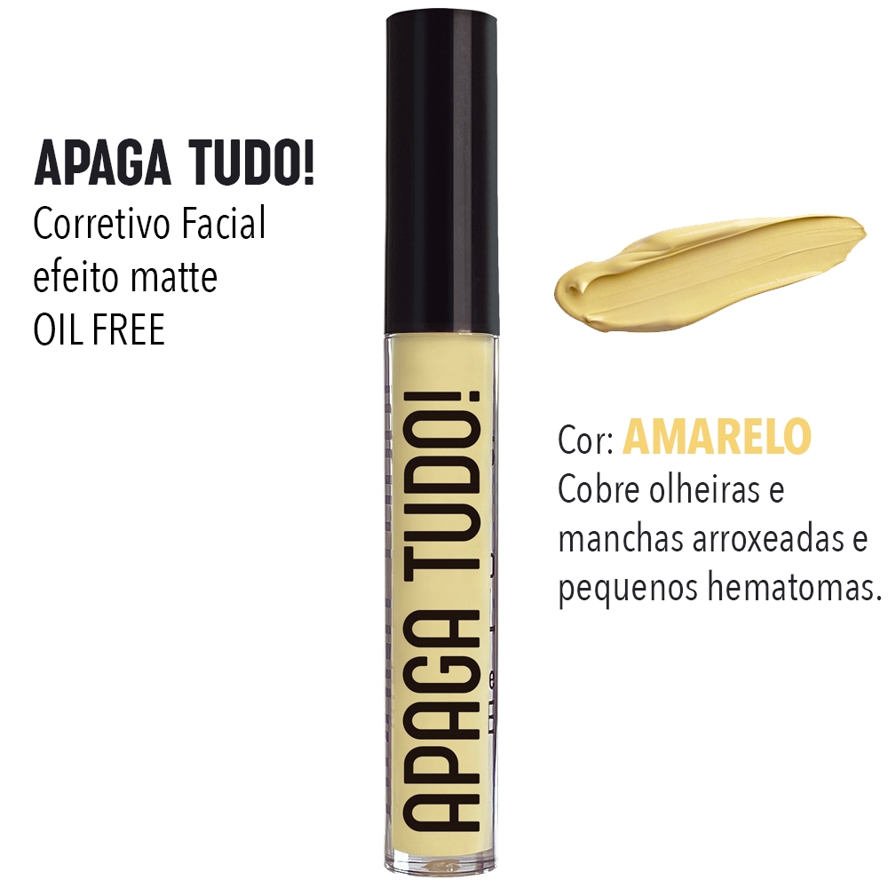 Corretivo Facial Líquido Apaga Tudo! Koloss - Amarelo em Oferta na Shopee