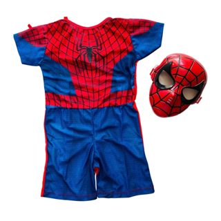 FANTASIA INFANTIL HOMEM ARANHA COM MÁSCARA 1/10 ANOS em Oferta na Shopee