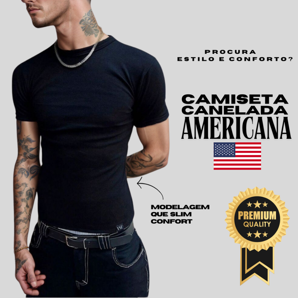 Camiseta Canelada Masculina estilo Americana RAPPER  Blusa  Camisa Slim Justa Ao Corpo