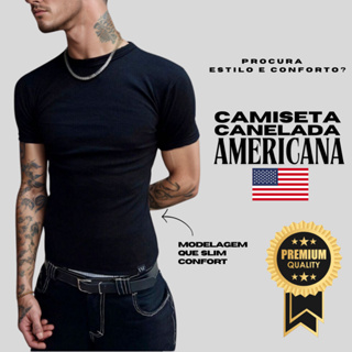 Camiseta Canelada Masculina estilo Americana RAPPER  Blusa  Camisa Slim Justa Ao Corpo em Oferta na Shopee