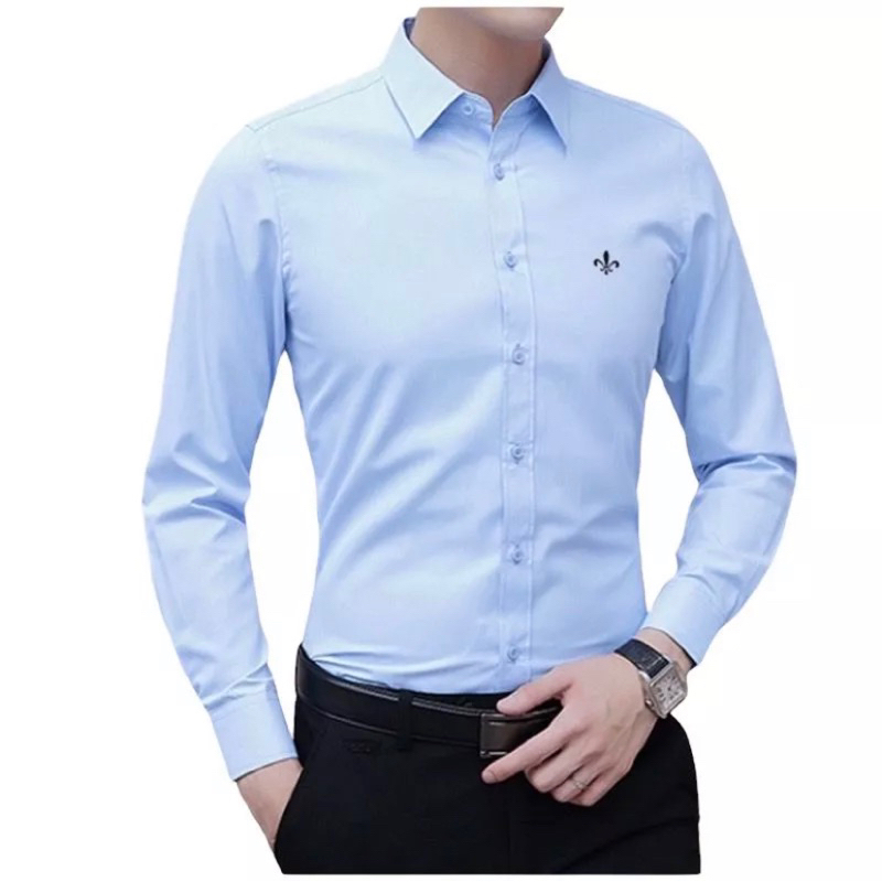 Camisa Social Masculina AZUL BEBE Manga longa Slim Fit MODA