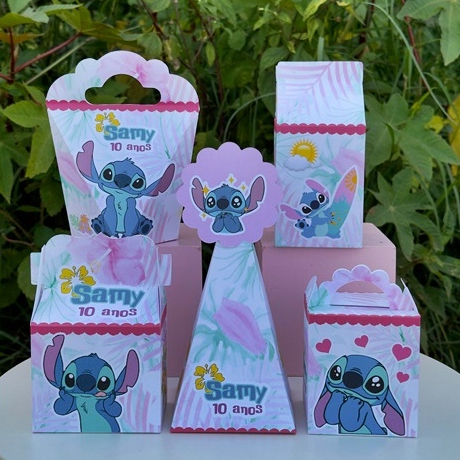 Personalizados stitch (PEGUE E MONTE) - kit festa - lembrancinha - aniversario - caixinhas personalizadas