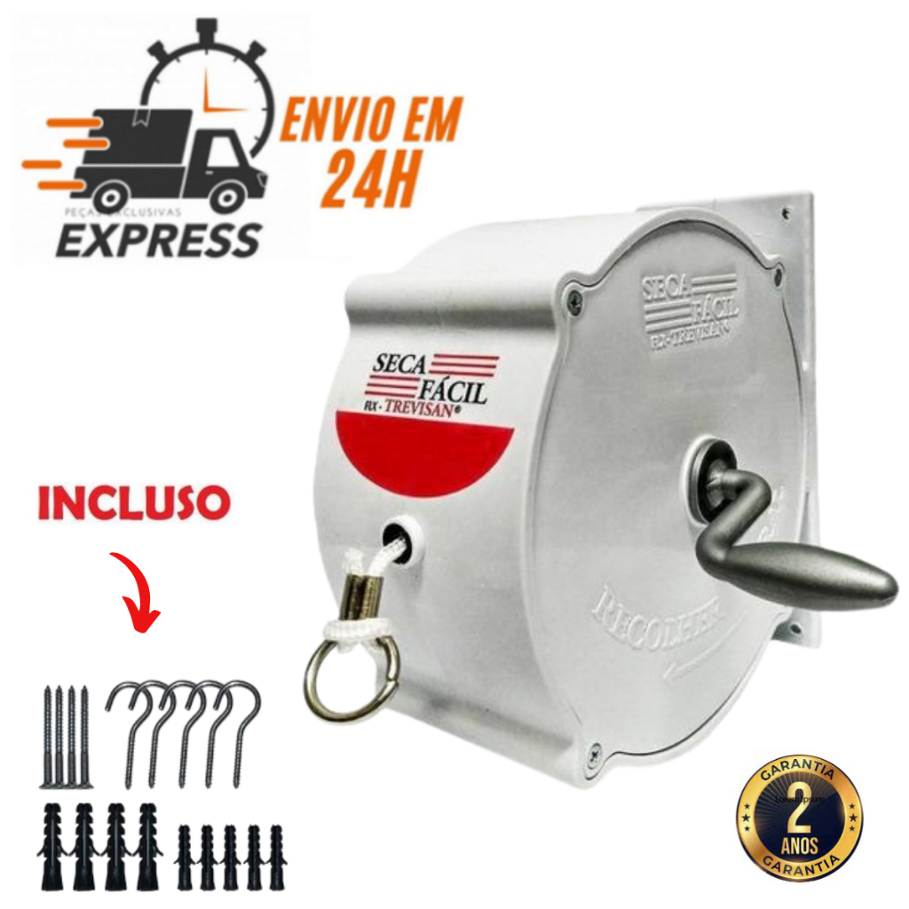 Varal Recolhivel de Parede Retrátil 30 Metros Branco - Seca Facil em Oferta na Shopee