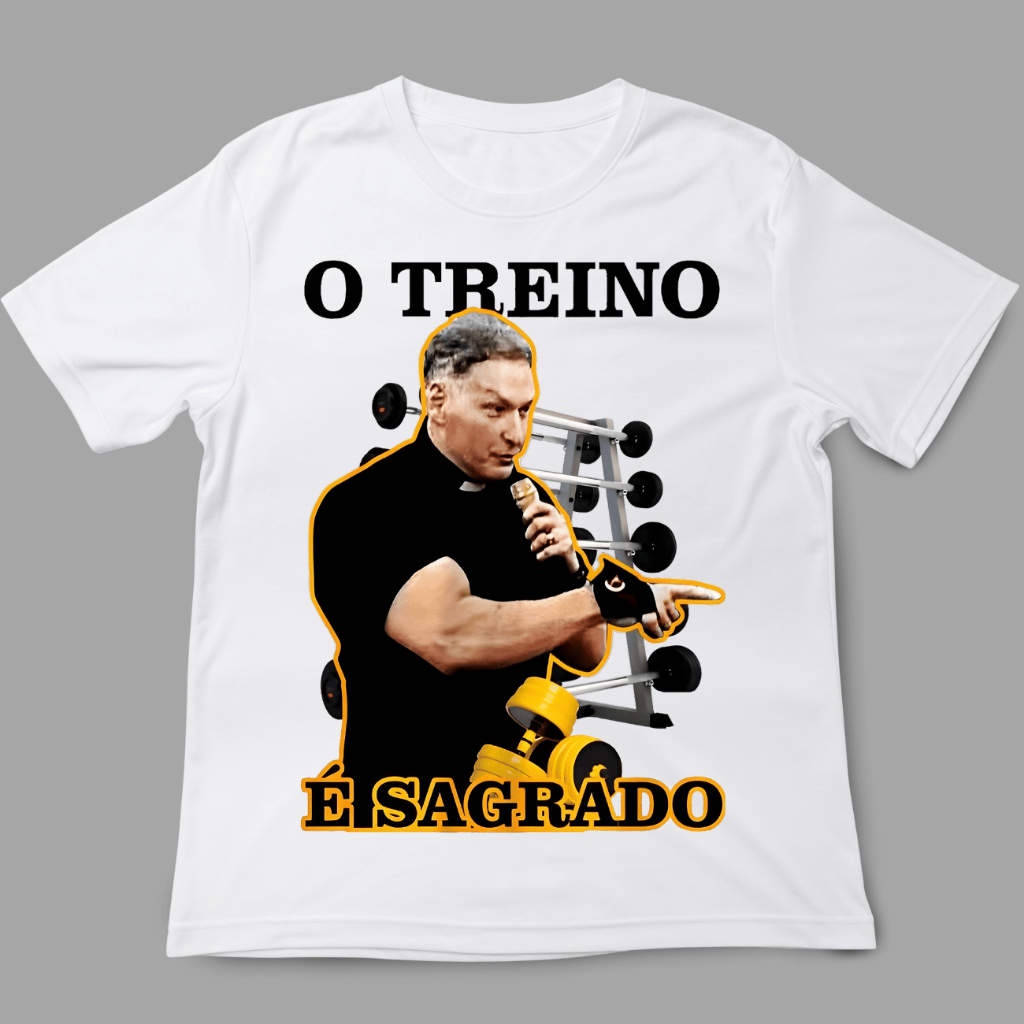 Camiseta Padre Marcelo Rossi Halteres Meme Academia maromba