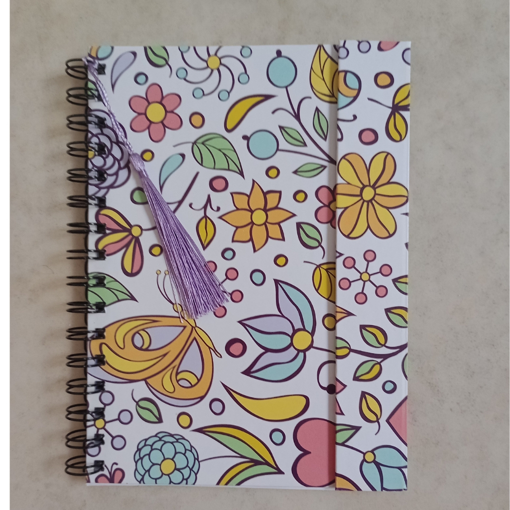 Caderno com Capa Dura Marcador de Página e Velcro de Fechamento – Floral