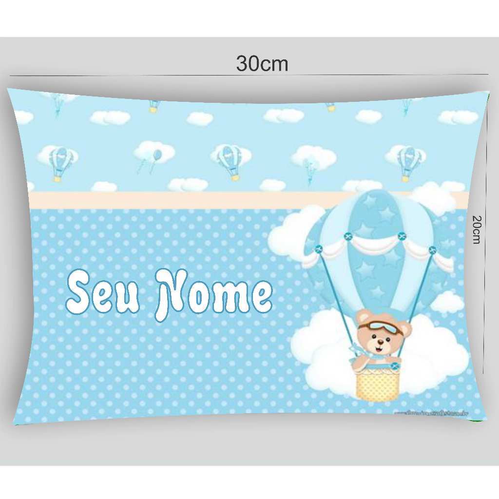 Almofada para decoração de quarto de bebê ou berço ursinho baloeiro personalizadoENViAr