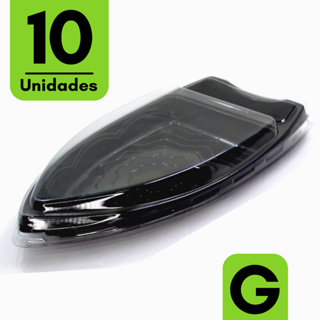 Kit 10 Barca Boat Descartável C/ Tampa Para Sushi Açaí - 41x20cm em Oferta na Shopee