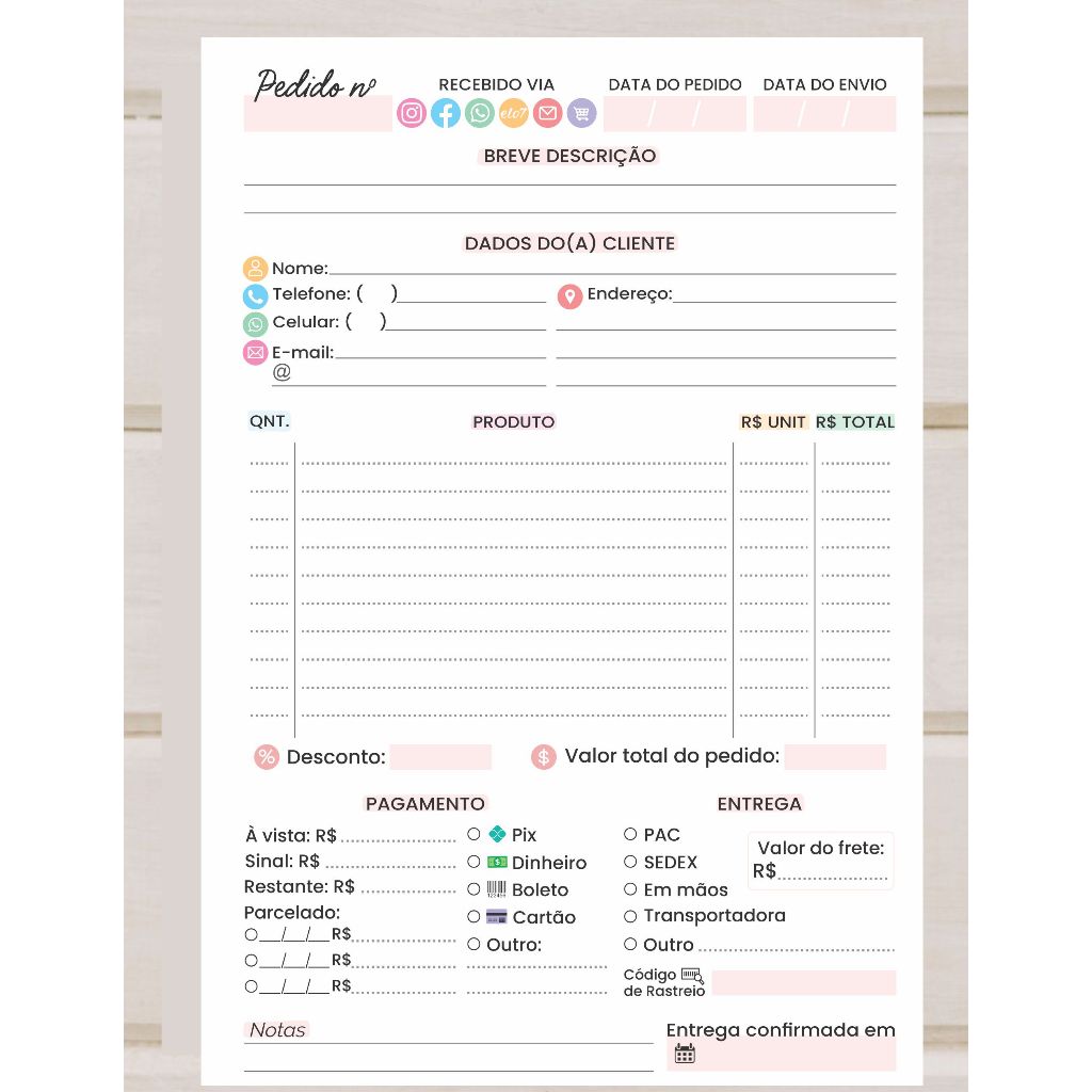 Bloco talão de pedido 14x10cm 50 folhas em Oferta na Shopee