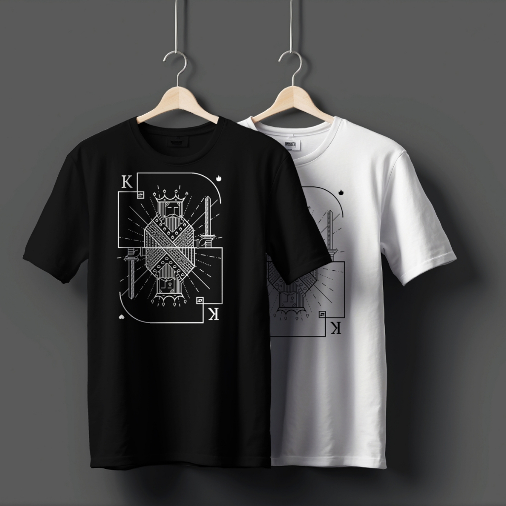 Camiseta Carta Rei Baralho Poker Estampa Rei Jogando Rei Preto Rei Copas King Camisa T Shirts