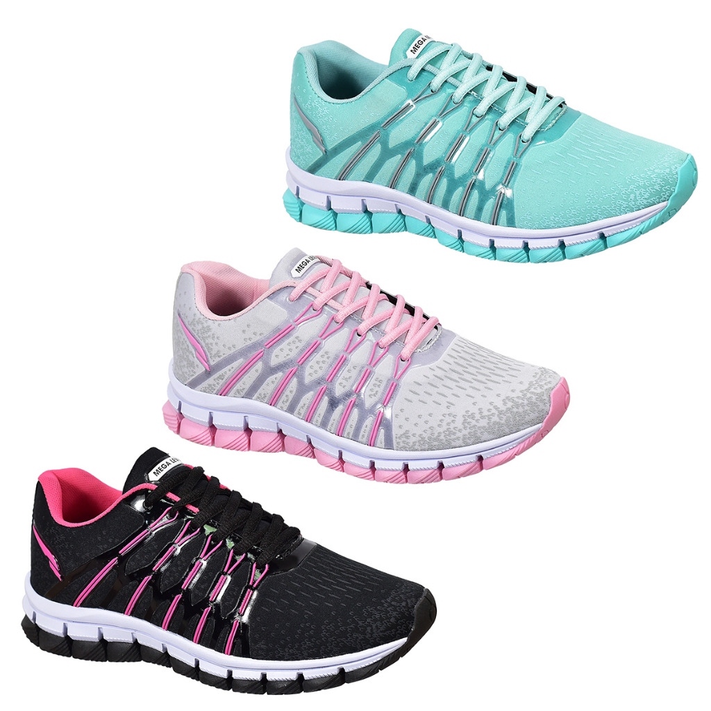 Kit 3 pares Tenis feminino Mega Oly lançamento Promoção corrida academia caminhada