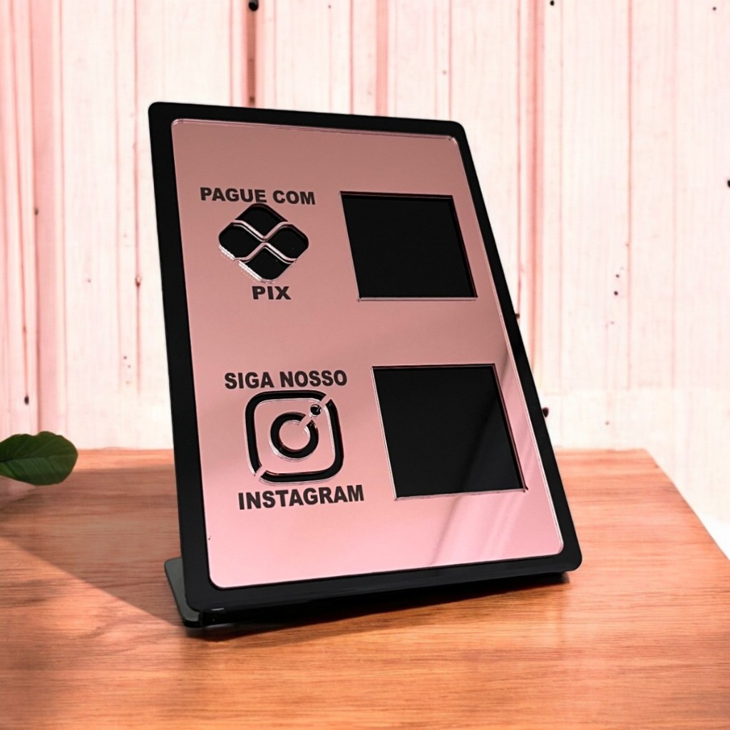 Placa Pix Instagram Pagamento QrCode Mesa Balcão Base em Acrílico em Oferta na Shopee