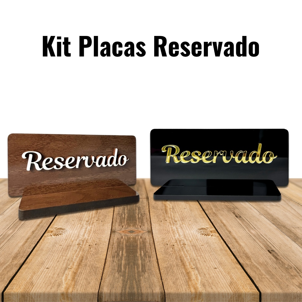 Placa Reservado Para Mesa, Restaurante Casamento Frente e Verso