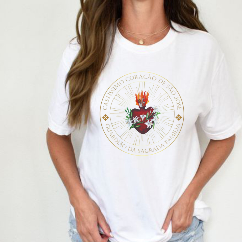 BLUSA TSHIRT feminina CASTISSIMO CORAÇÃO DE SÃO JOSÉ,moda feminina,camiseta,plus size,moda cristã