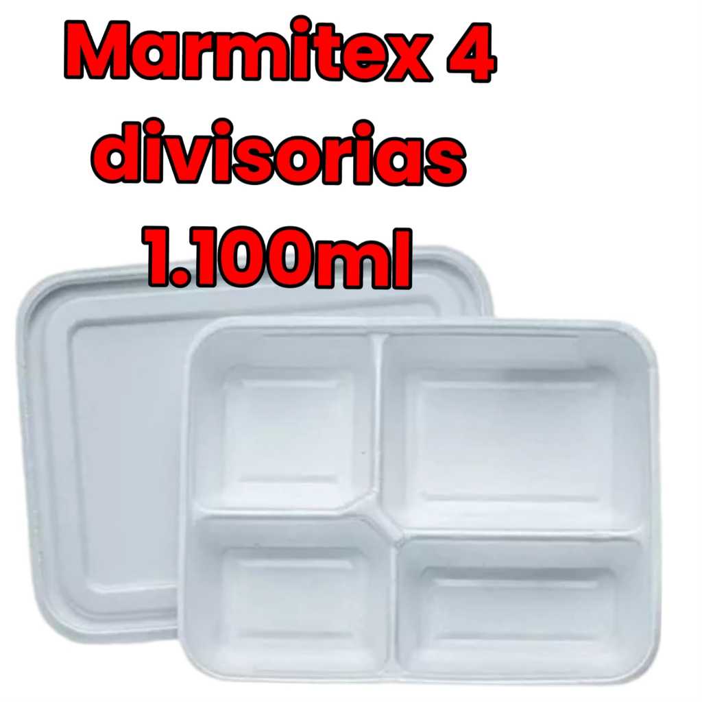 Marmitex de Isopor Com 4 Divisórias HF100/4 com tampa em Oferta na Shopee