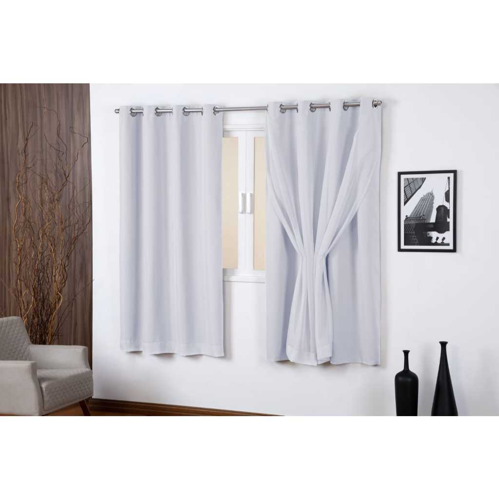 Cortina Blackout Com Voil Em Tecido 2.50x1.50 Para Janela Sala Quarto