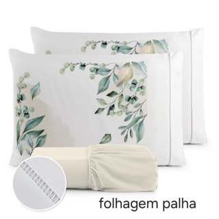 Jogo de Lençol  king/Queen 3 Pcs Estampado  com elástico Casal Padrão em Oferta na Shopee