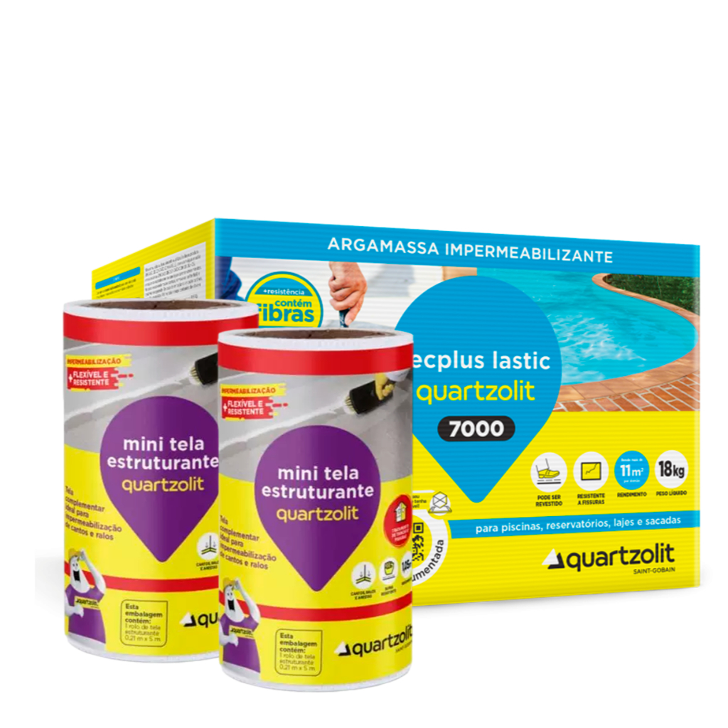 Impermeabiliza Tecplus Lastic 18kg + 2 Telas Estruturante 5 Mts