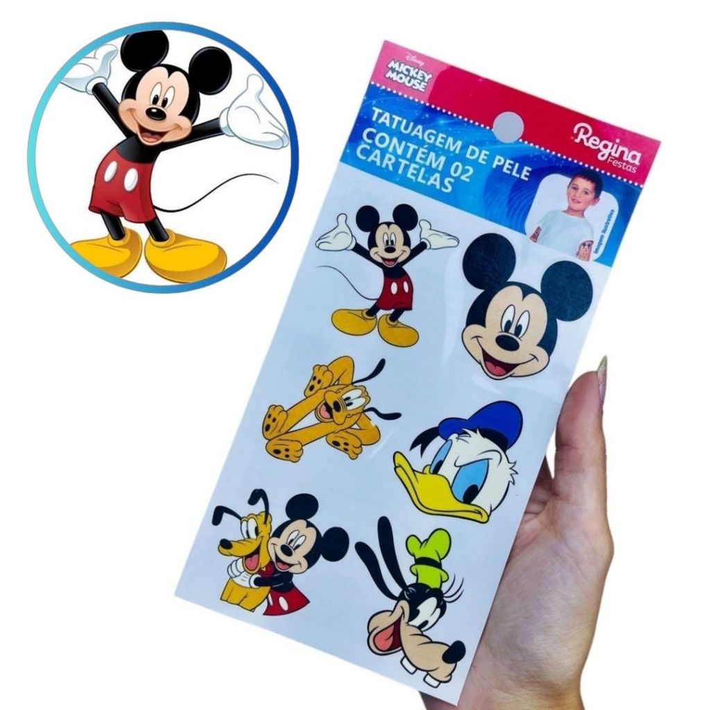 12~48  TATUAGEM DE PELE DISNEY FESTA MICKEY MOUSE Regina em Oferta na Shopee