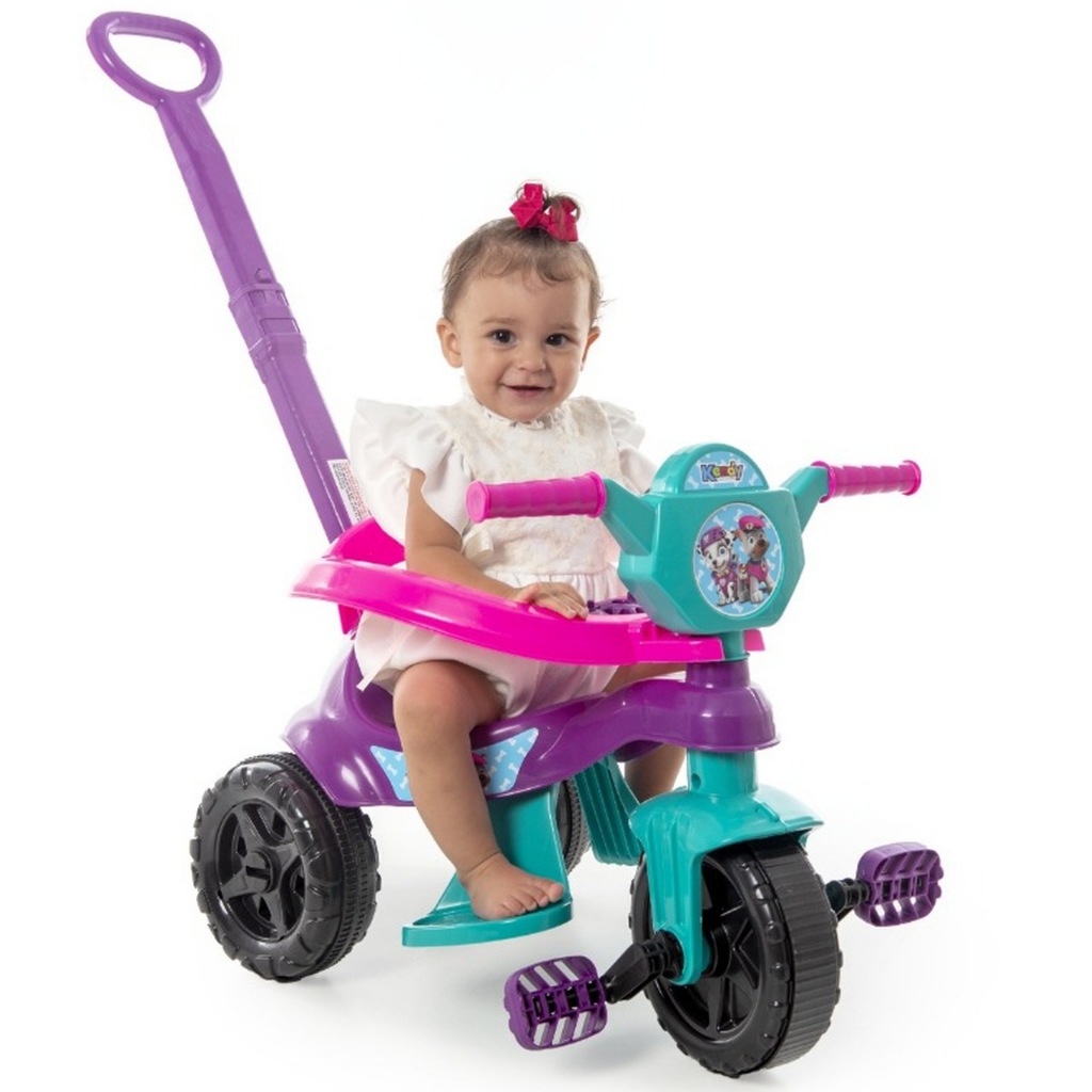Motoca Triciclo Kendy Velotrol Infantil Patrulha Canina Proteção Lateral Pedal E
