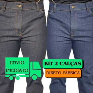 Calça Jeans Masculina  Kit 2 Calcas para Trabalho com Elastano Azul Escuro e Preta 36 ao 56 em Oferta na Shopee