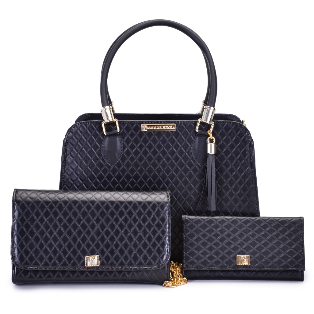 Bolsa Feminina Tote Casual Média Ombro e Transversal + Bolsa Balada Transversal Corrente + Carteira