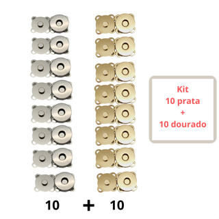 Kit 20 Botões Magnético Imantado de costura 18mm (10 prata+10 dourado) em Oferta na Shopee