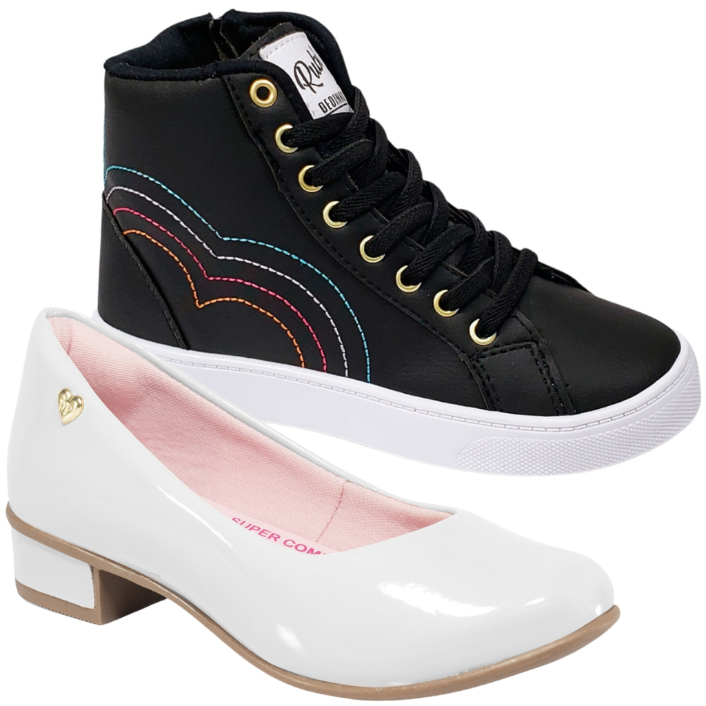 Kit 2 Pares Sapatilha Infantil Feminina Saltinho Tênis Infantil Menina Confortável