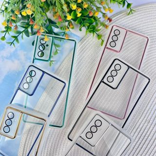 Capa Transparente Com Borda Colorida Metalizada Para Samsung M52 5G / Proteção de Câmera / CF47 em Oferta na Shopee