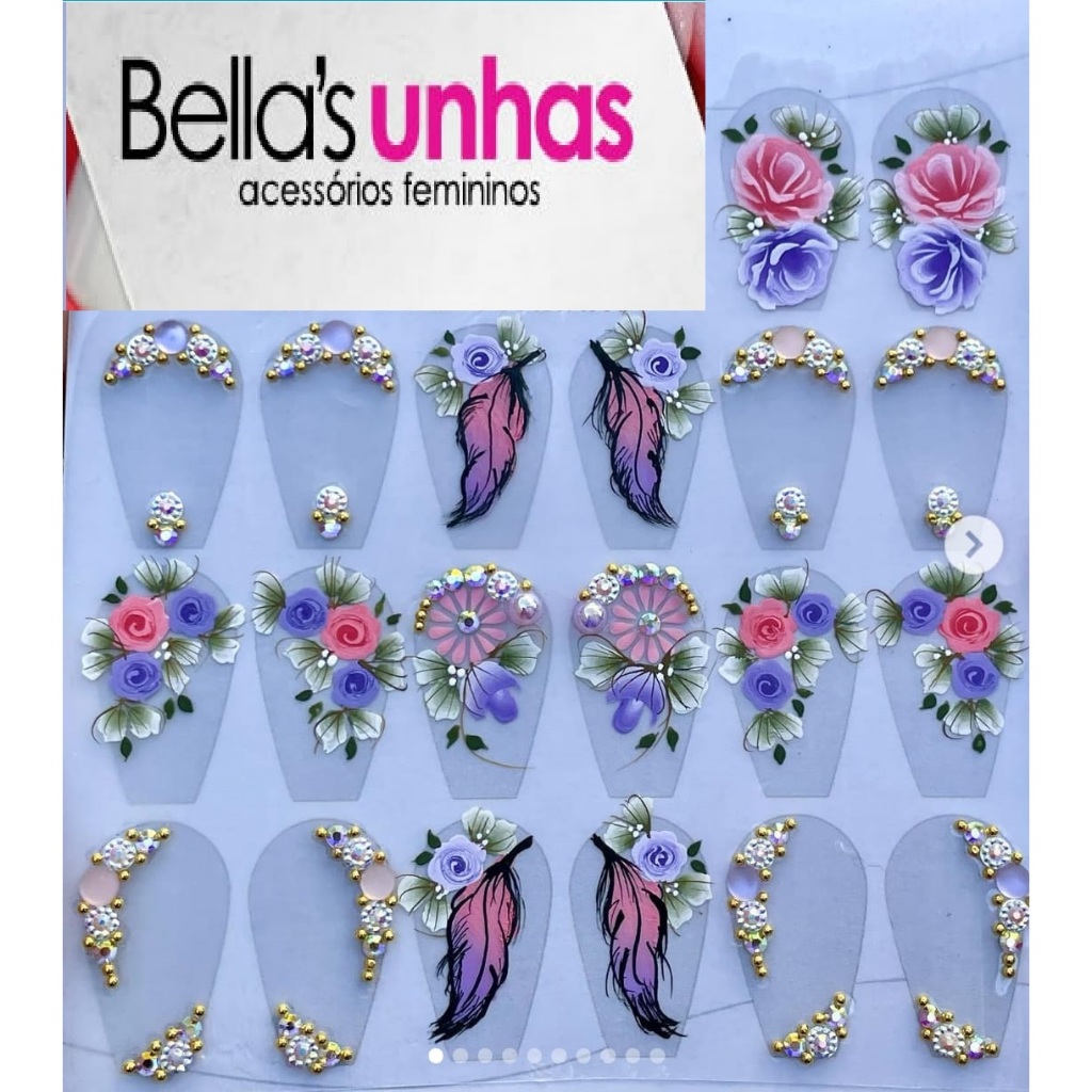 200 Adesivos Artesanais Unhas Joias Pingentes Pedrarias Strass