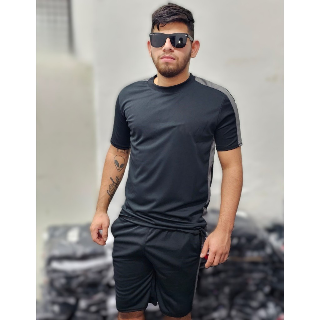 Kit Conjunto de Academia Masculino Dry Fit Premium Short +Camisa Malhação Futebol
