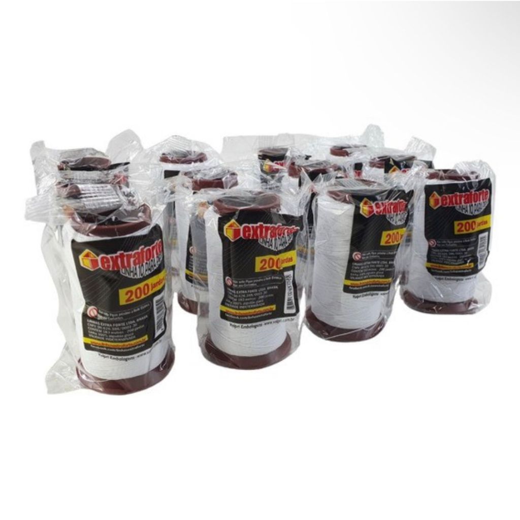 Linha pra Pipas -  200jdS Extra Forte Branca ou Alvejada - Pacote C/ 12 unidades