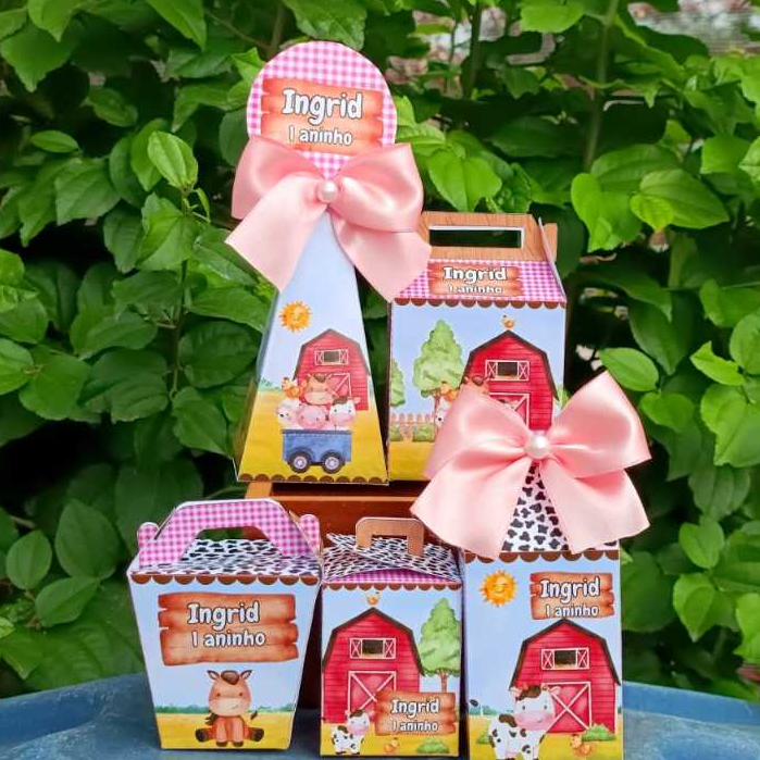 Personalizados Fazendinha menina rosa KIT PRONTO E COLADO - kit festa - lembrancinha - aniversario - caixinhas personalizadas - festa infantil