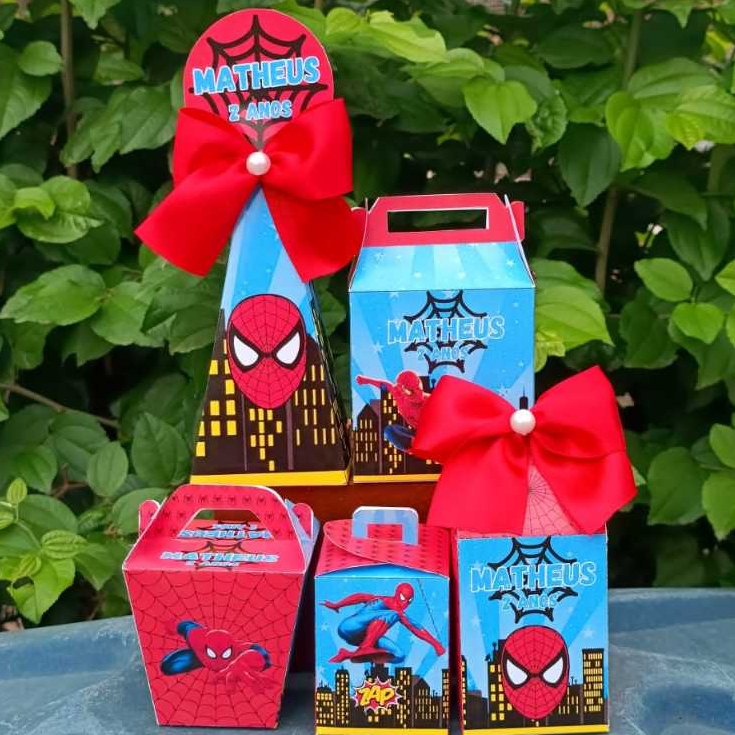 Personalizados Homem aranha KIT PRONTO E COLADO - kit festa - lembrancinha - aniversario - caixinhas personalizadas - festa infantil