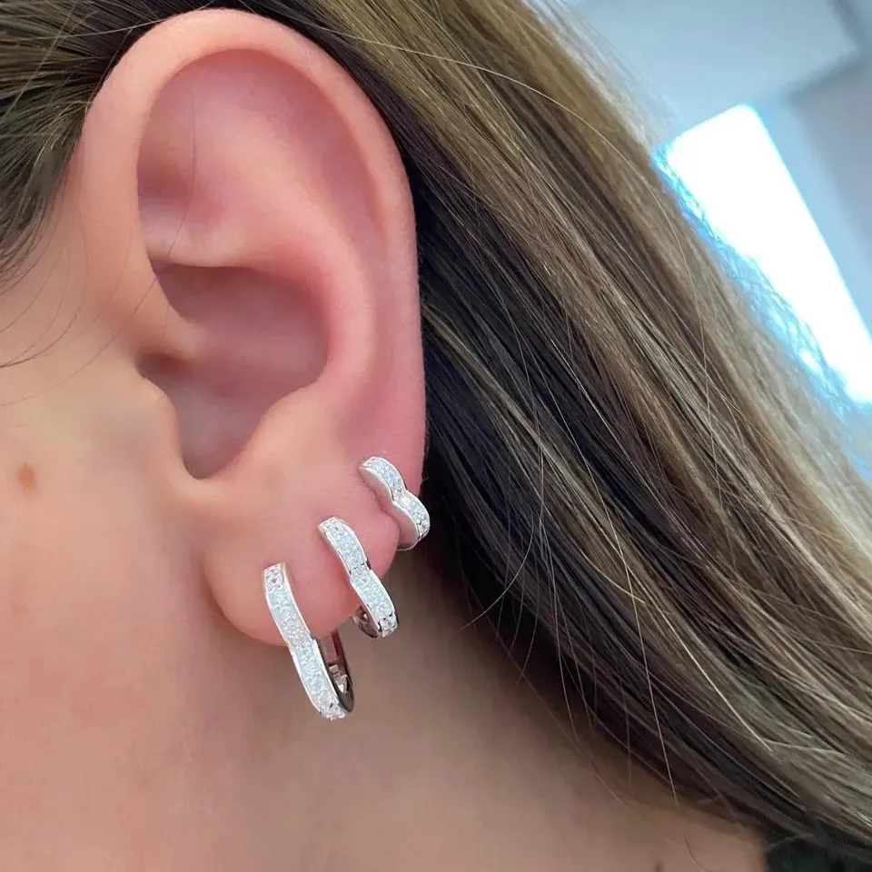 Trio de Argolinhas Coração Cravejadas em Prata 925