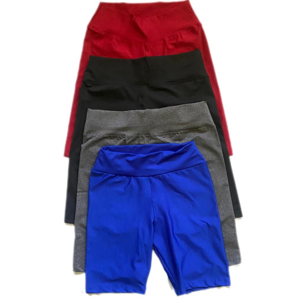 KIT 4 BERMUDA DE ACADEMIA LEGGING SUPLEX ESTAMPADO FEMININA CINTURA ALTA