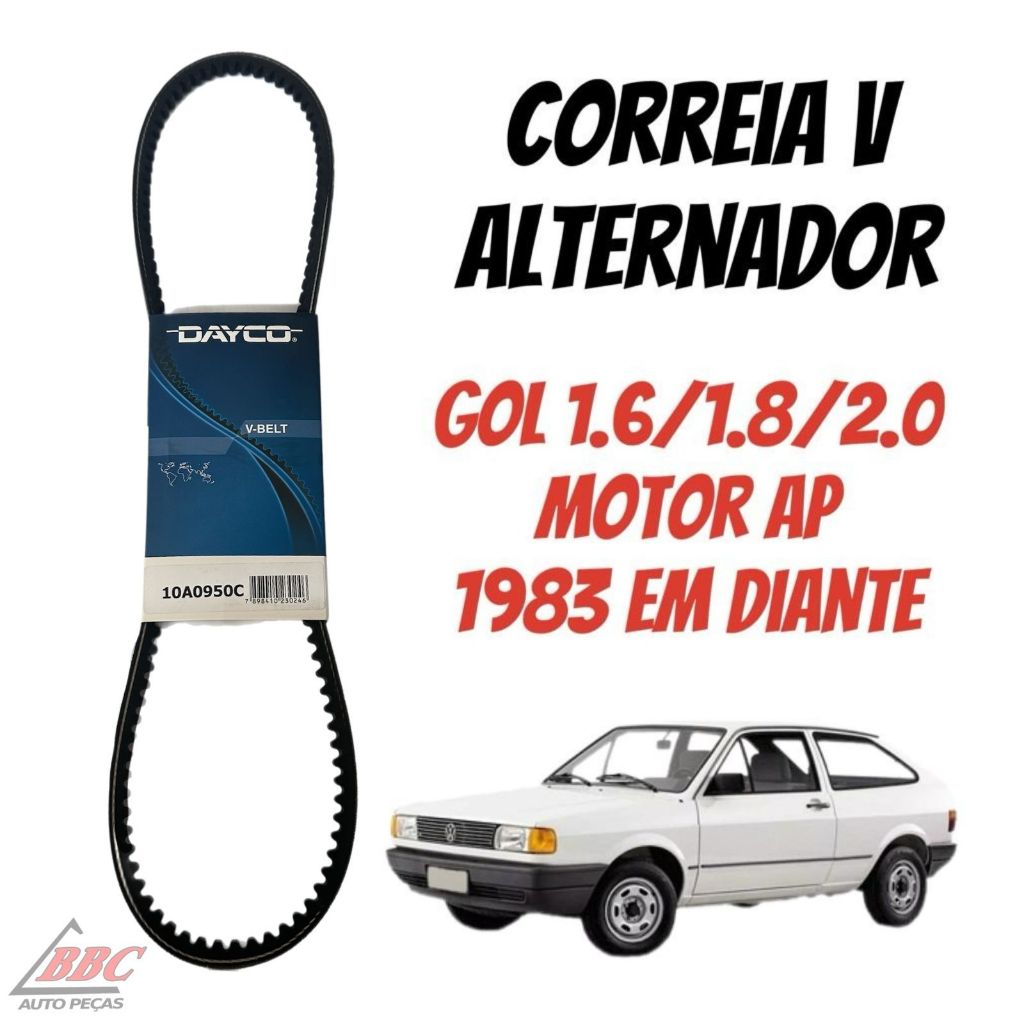 Correia V Alternador Gol 1.6/1.8/2.0 - Motor Ap - 1983 em diante / 7374 - 10x0950 Dayco em Oferta na Shopee
