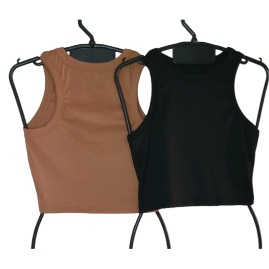 BLUSA CROPPED RIBANA CANELADA VÁRIAS CORES
